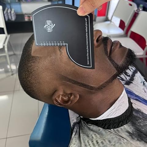 ENCORE THE BARBER Enhancement Card (Black) | for barbers | crispy lines | hairline repair | Beard lineup | Outline shapeup tool | Design ruler | fiber application guide | waterproof Cover