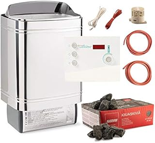 Saunaofen Nordex 6/8 / 9 kW time4wellness Saunasteuerung K2 mit Vorwahlzeit Saunasteine Ofenkabel (8 kW für Kabine 7-13m³)