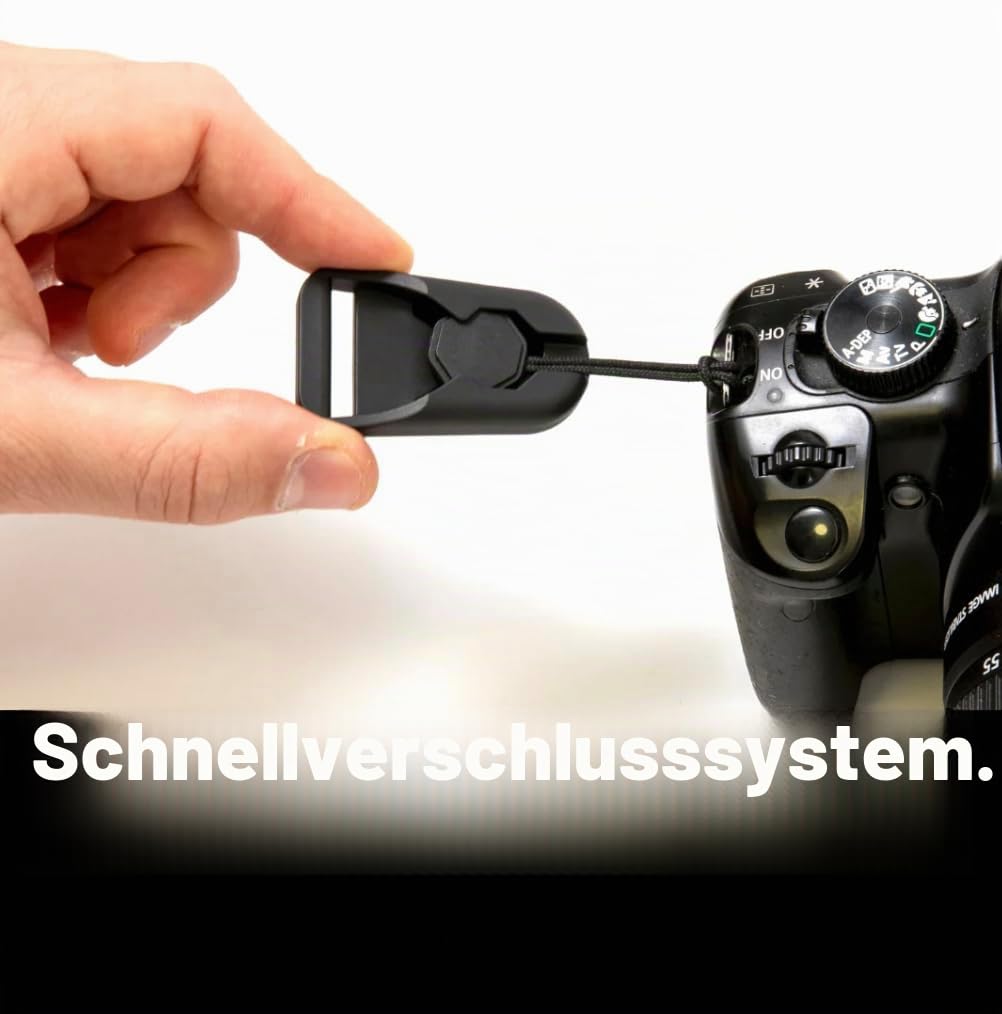Camstrap - Kamera- und Fernglasgurt, ultraleicht und verstellbar, Schnellverschlusssystem mit Anschlüssen, optimaler Schutz für Hals und Rücken, universell anpassbar, Schwarz , One size