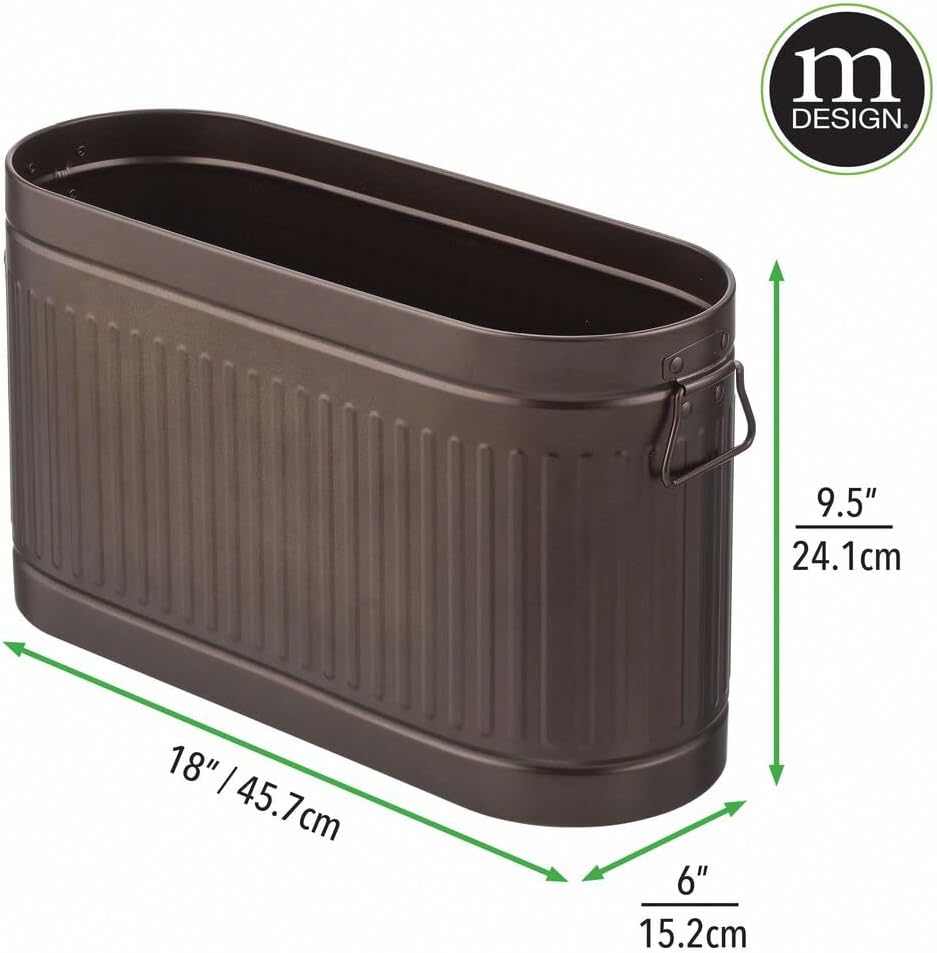 mDesign Large Steel Free Standing Toilet Paper Organizer, 6-Roll Tissue Storage Holder Container Bin for Bathroom Floor, Fits Under Sink, Vanity, Shelf, In Cabinet, or Corner Oscar Collection - Bronze