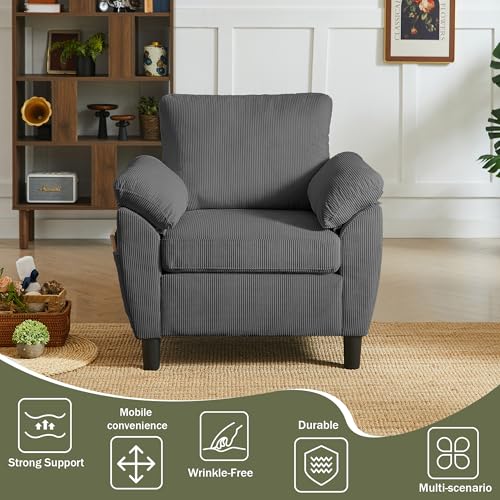 Image of 3 Pieces Sofa Set for Living Room with Sofa, Storage Ottoman and Single Chair