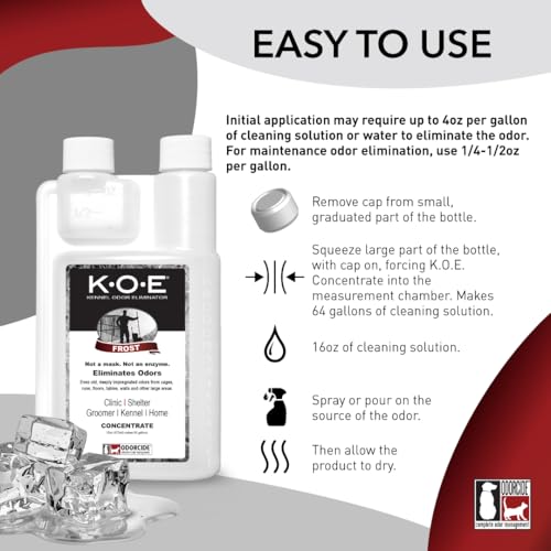 Image of Odorcide K.O.E Kennel Odor Eliminator Concentrate - For Cages, Runs & More - For Home & Kennel w /Safe, Non-Enzymatic Formula - Frost Scent -16 oz