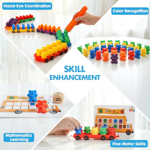 Image of Bmag Counting Bears with Matching Trains, Preschool Learning Toys Color Recognition and Math Learning Games, STEM Educational Toy Gift for Kids Age 3 4 5 Year Old Boys Girls
