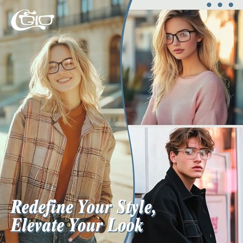 CGID Fake Glasses Clear Lens Non-Prescription Retro Rectangular Frame UV400 Protection Men Women CN122