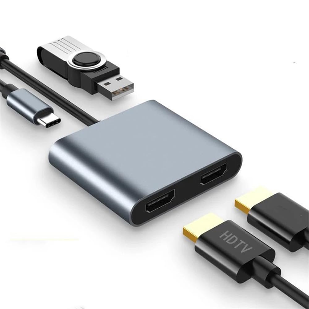 USB C to Dual HDMI Adapter, 4K@60Hz USB C Hub Multiport Adapter with 100W PD, USB-A, Support C to 2 HD Splitter Extended Display for Type C Devices (MST is not Supported on MacOS)-image-8