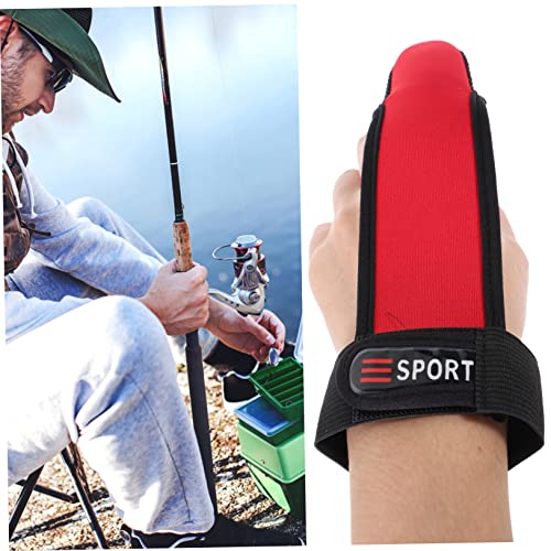 Foto von LIOOBO 3 Stücke Einfingerhandschuh Angeln Schutzhandschuh Fischer Casting Handschuh rutschfeste (rot, blau und schwarz)