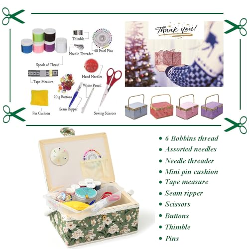 image for NOTIONSLAND Sewing Basket with Sewing Kit Accessories, Sewing Basket O