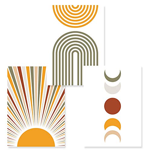 Toile contemporaine enfant soleil lune arc-en-ciel pour veiller sur les nuits de bébé