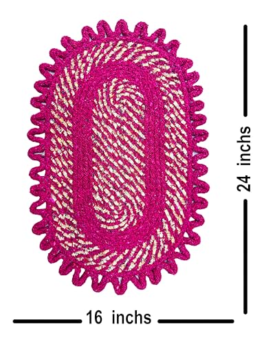 Image of Cotton Doormat for Home |Handmade Cotton Doormat | Quick Dry, Washable Door Mat for Home, Bathroom & Bedroom (Pink-Red)