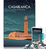 Rompecabezas de póster de Viaje de Casablanca, 1000 Piezas, para Adultos y Adolescentes, Toda la Familia Apto para 14 y 75x50cm