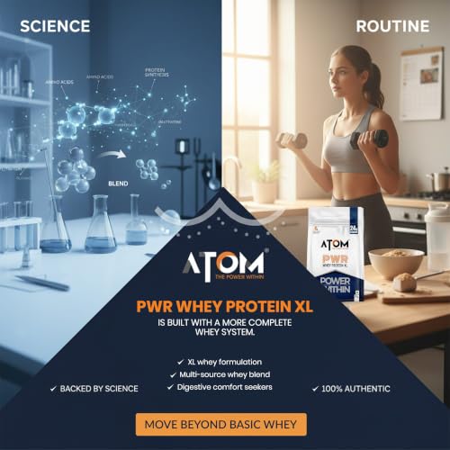 Image of AS-IT-IS ATOM PWR Whey XL - Powered with Fermented Yeast Protein Isolate, 24g Protein, with DigeZyme, Easy Digest, Lean Muscle Gains & Strength, Rapid Recovery, 1kg Dubai Kunafa