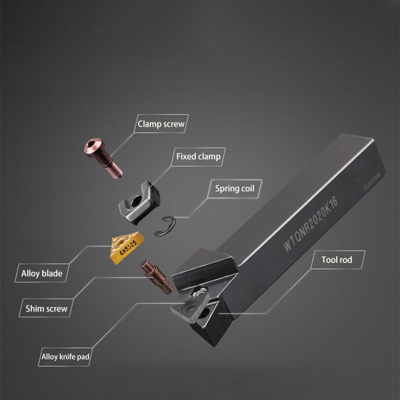 1pc WTQNR2020K16 WTQNR2525M16 WTQNR3232P16 External Turning Tool Holder TNMG1604 10pcs Carbide Inserts CNC Lathe Cutting Tools(NO Cutter bar,TNMG160404 TC9170)