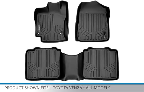 Miniatura 5 de SMARTLINER Juego de alfombrillas de piso de ajuste personalizado de 2 filas negras para Toyota Venza 2009-2011 - Todos los modelos
