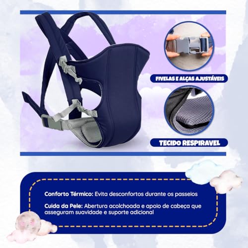 Canguru Bebê Passeio Conforto Ergonômico 3 Posições (AZUL MARINHO)