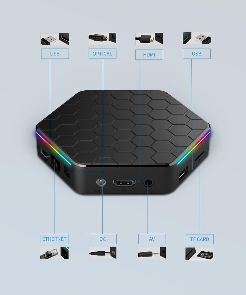 CHROX Box T95Z Plus Android 12.0, H618 2.0Ghz 64-Bit Quad-Core Cortex-A55 Mali-G310 GPU Supporto 2.4/5.0Ghz WIFI6 BT5.0 100M Ethernet 8K 1080P HDR10+ HDMI 2.1 H.265,4gb+32gb