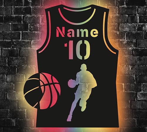 WALUNA® Basketball Trikot mit Nummer und Name personalisierte Jungen Deko,...