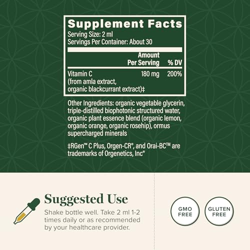 Global Healing Center USDA Organic Vitamin C Supplement Drops 180mg, Liquid Vitamin C Plant-Based Antioxidant Supplement, Supports Immune System - Vitamina C - Natural Energy for Men and Women (2 Oz) - Image 4