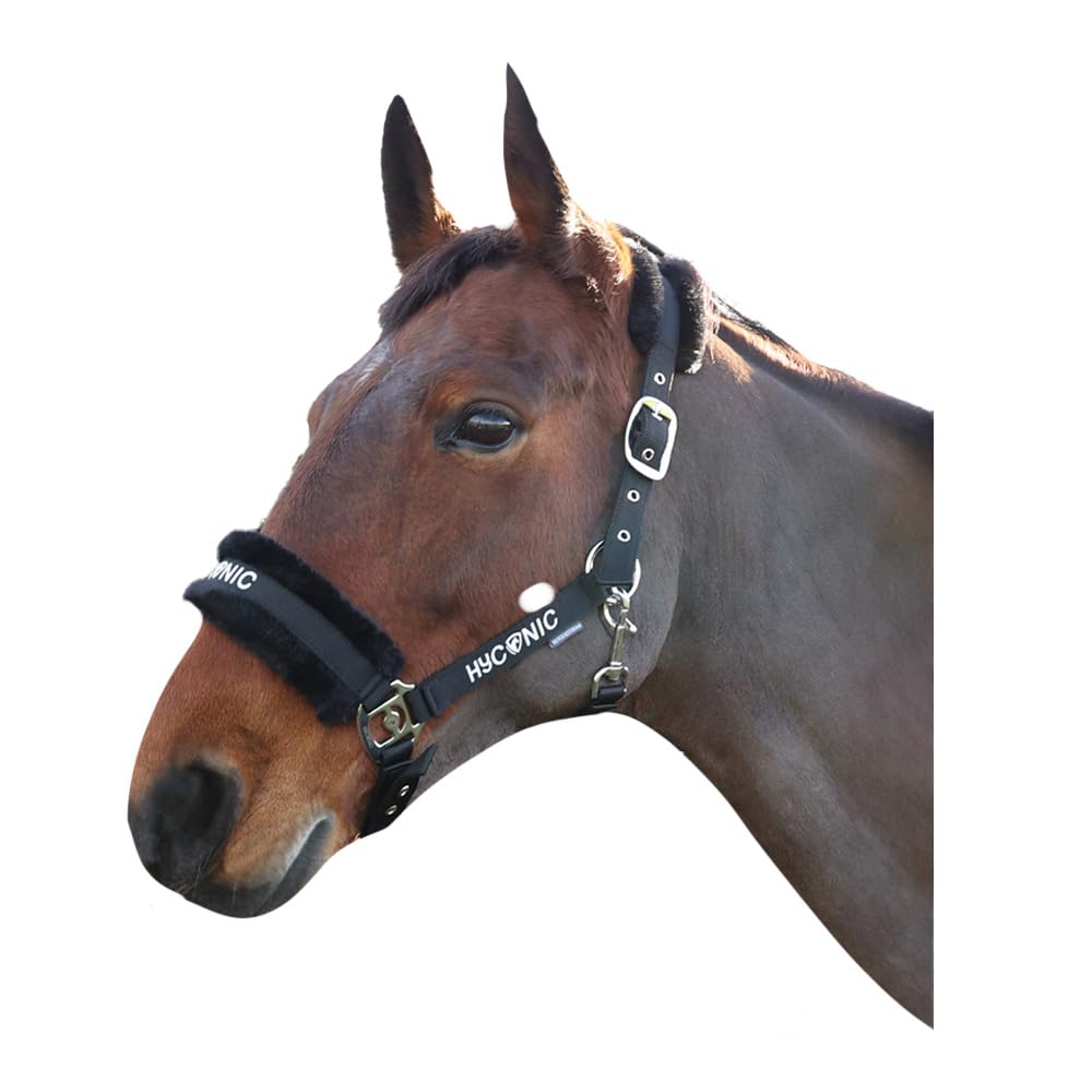 HYCONIC Faux Fur Head Collar & Lead Rope - Black (Cob)