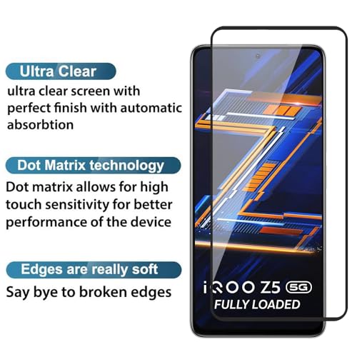 Image of 100FIT Tempered Glass Screen Protector Compatible For Iqoo Z5 5G With Edge-To-Edge Protector And Easy Installation Kit