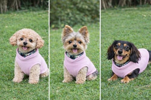 Image of JACKO & CO - Fleece Vest Dog Sweater with Leash Ring - Soft, Warm & Lightweight Pullover Coat for Small & Medium Dogs, Puppies & Cats - Cozy Fall /Winter /Spring Pet Jacket (Pink Lemonade, L 10-16lbs)