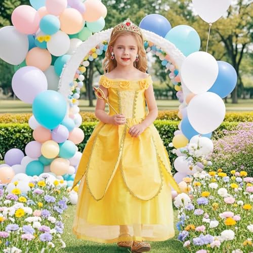 Disfraz completo de princesa amarillo para niñas miniatura 3