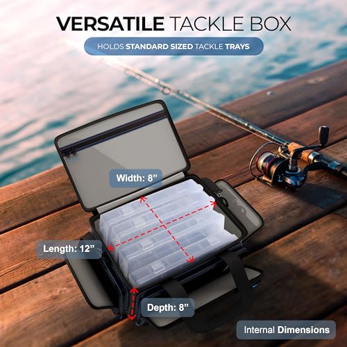Image of Reaction Tackle Saltwater Fishing Tackle Bags, Water Resistant 1000D PVC Tackle Box Bag with Removable Dividers, Fits 3600 and 3700 Trays, Small