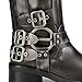 DREAM PAIRS Women's Knee High Riding Boots Side Zipper Motorcycle Boots Square Toe Chunky Heel Fashion Buckles Biker Boots,Size 8,Silver,SDKB2416W