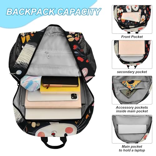 Cute Skunk Flowers Backpack with Lunch Bag, Travel School Backpack for Boys Girls Kids Backpacks Set4