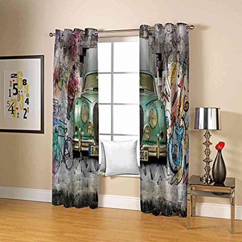 Rideaux occultants 100% polyester isolant phonique graffiti 200x214 - 5