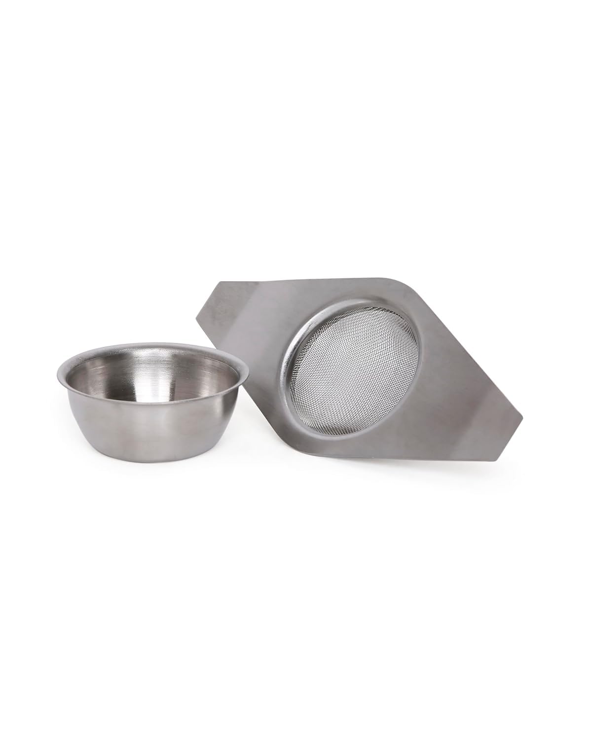 Brunchy Double Arm Stainless Steel Tea Strainer Set with Drip Bowl I Ideal for Brewing Loose Leaf Tea I 2-Piece Set for Convenient Use and Easy Cleaning I Small-image-12