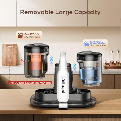 Image of Ailltopd Portable Carpet & Upholstery Spot Cleaner Machine, 15Kpa Powerful Suction & Couch Cleaner, Deep Cleaning for Carpet, Car, Pets, Stairs, Furniture, Self Cleaning System and Cleaner Solution
