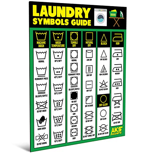 Laundry Symbols Guide Magnet - Extra Large Easy to Read 8.5” x 11...