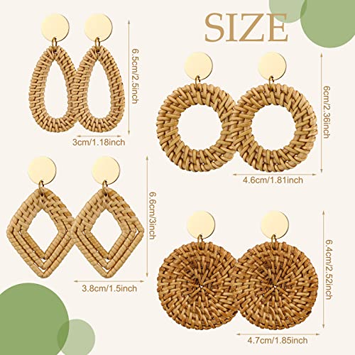 Reginary 9 Pcs Straw Clutch Purse for Women Summer Beach Straw Bag Rattan Earrings Set Boho Crossbody Bag Woven for Vacation4