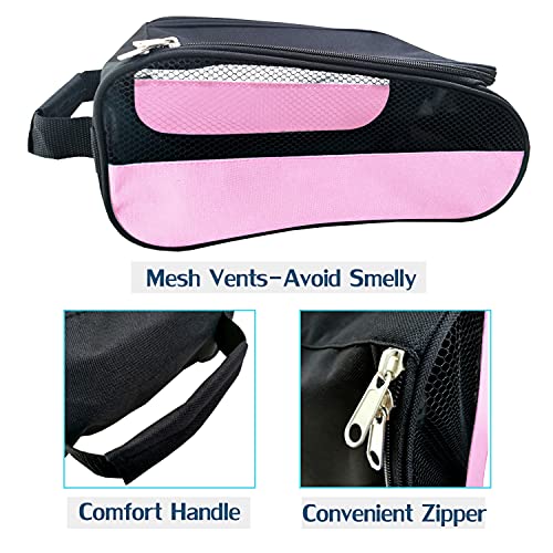 Getfitsoo Golf Shoe Bag, Golf Shoes Bags Men/Women Outdoor Zippered Carrier Bags With Ventilation Sport Shoes Bag Travel Shoe Bags (Light Pink) #TOP1
