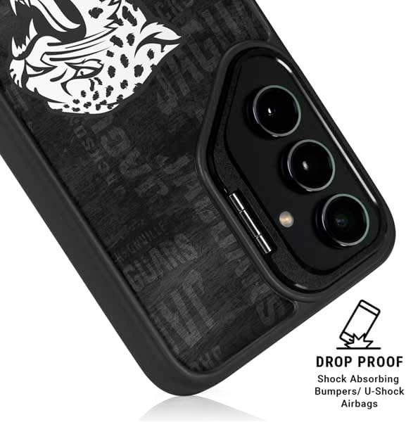 Skinit Kickstand Phone Case Compatible with Galaxy S25 - Officially Licensed NFL Jacksonville Jaguars Black & White Design