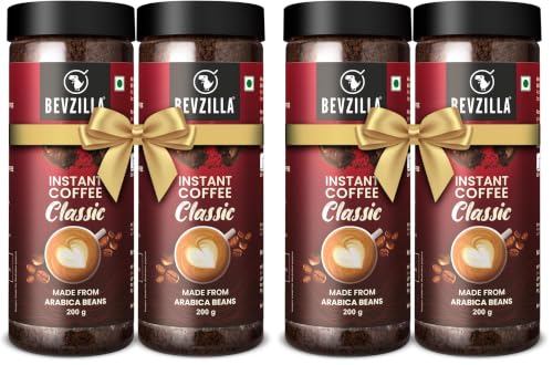 Image of Bevzilla 400 Gram (200GMx2) Classic Instant Coffee Powder | Arabica Beans | Perfact For Espresso, Latte & Cappucino | Enjoy Hot & Cold (Pack of 2)