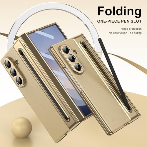 Coque de téléphone compatible avec Samsung Galaxy Z Fold 7 dorée rigide - 2