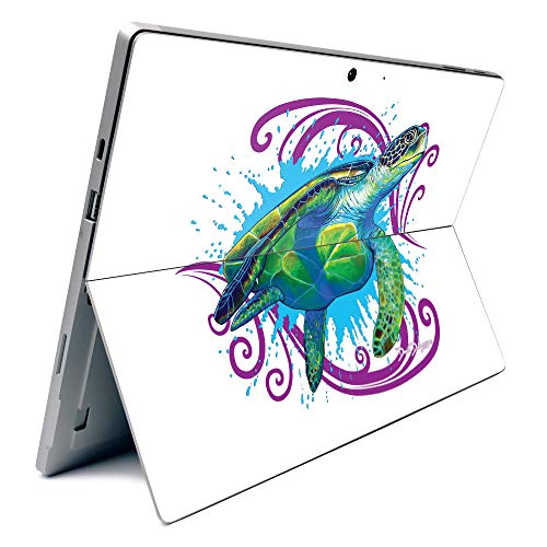 Image of MightySkins Carbon Fiber Skin for Microsoft Surface Pro 7 - Sea Turtle Splash | Textured Carbon Fiber Finish | Easy to Apply, Remove, and Change Styles | Made in The USA