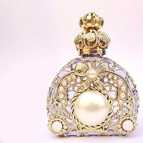 Flacons Parfum de Luxe. Un Savoir Faire Artisanal de Plus de 150 Ans. Verre Bleu. Filigrane dorée. Idéal pour éterniser Un baptême.Haut 67 mm. Vol: 10 ML