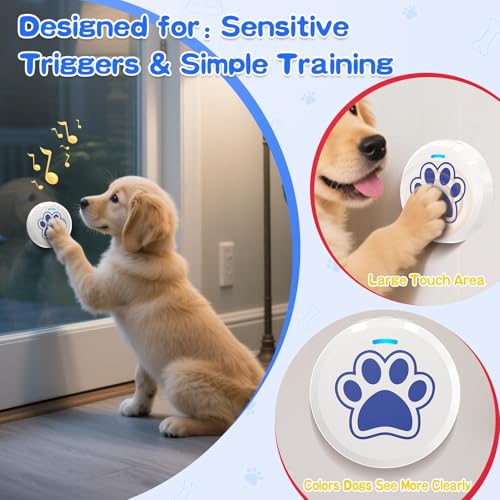 ChunHee Dog Training Bells for Door - Dog Door Bell for with 28 Custom Sounds | Dog Bell for Door Potty Training | Chew-Proof & Adjustable Volume (0-115dB) | Teach Puppies to Signal to Go Outside