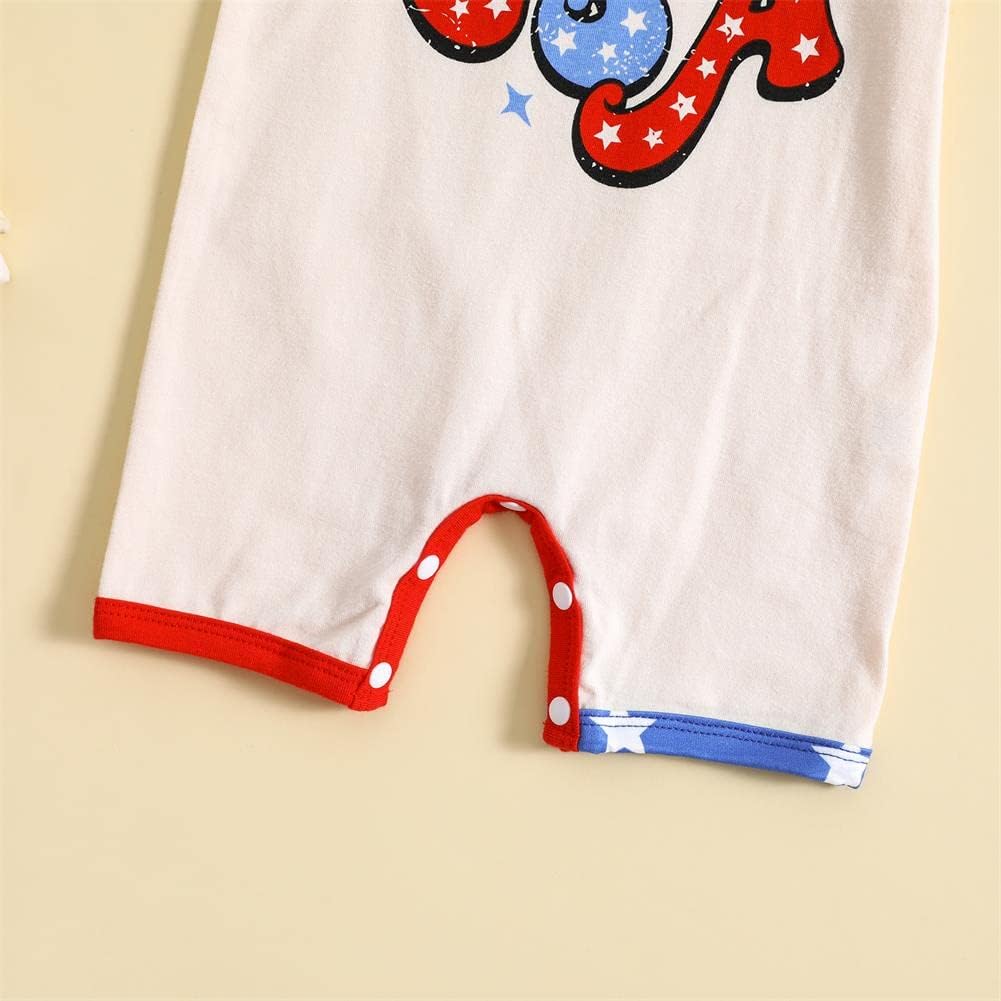 Miniatura 5 de GLIGLITTR Mameluco patriótico para bebés y niñas del 4 de julio con bandera estadounidense, mameluco para fiesta en los Estados Unidos