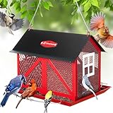 Kingsyard Metal Bird Feeder for Outdoors Hanging, 2-in-1...