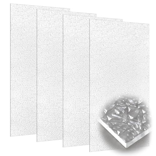 Pushglossy 4 Pack 22.5" x 46.5"x0.11" Fluorescent Light Cover Clear Acrylic Ceiling Light Prismatic Flat Panels Sheet Drop Overhead Fixtures Diffuser Replacement for Office Home Commercial Hospital