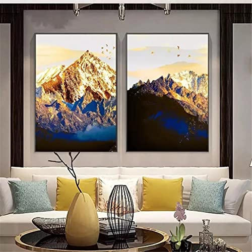 Poster montagne enneigée dorée pour illuminer un mur blanc vide - 6