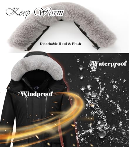 Women's Quilted Winter Coat Warm Puffer Jacket Thicken Parka with Removable Hood3