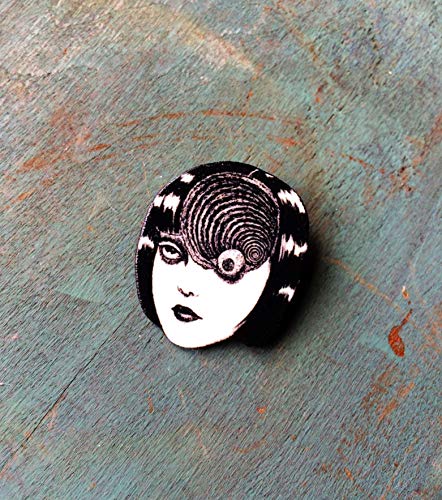Junji Ito Uzumaki Japanese Horror Manga Graphic Novel Anime Comic Book Character Pulp Pin Button Pinback