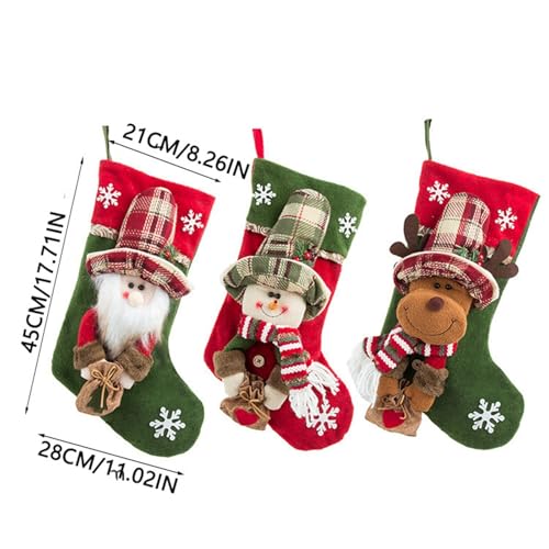 Reindeer Design Soft Fabric Vintage Style Christmas Stocking for Christmas - image 3