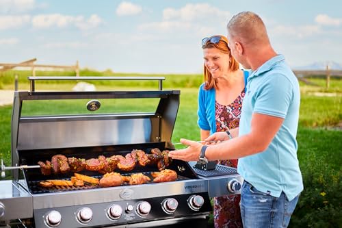 RÖSLE Premium-Drehspieß, Hochwertiger Grillspieß für RÖSLE BBQ-Stationen für VIDERO G4/G6 und MAGNUM G4, Traglast 10 kg, Edelstahl 18/10, Silberfarben/Schwarz