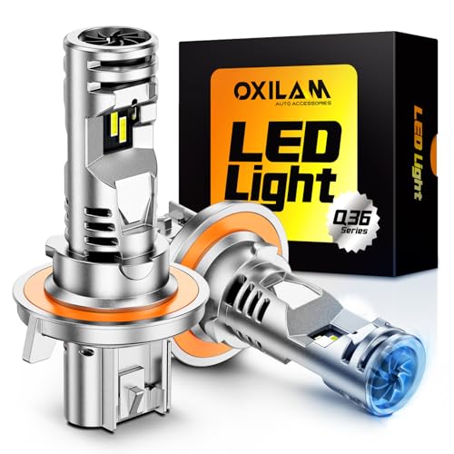 OXILAM H13 LED Bulbs, 10X Brighter 6500K Cool White, Anti-Flicker,