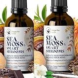 HAPPY FOX Sea Moss & Smart Shrooms Liquid Drops, 2 Flavor Bundle - Pure Vanilla & Dark Chocolate, Nootropic Brain Supplements to Boost Focus & Immune Support